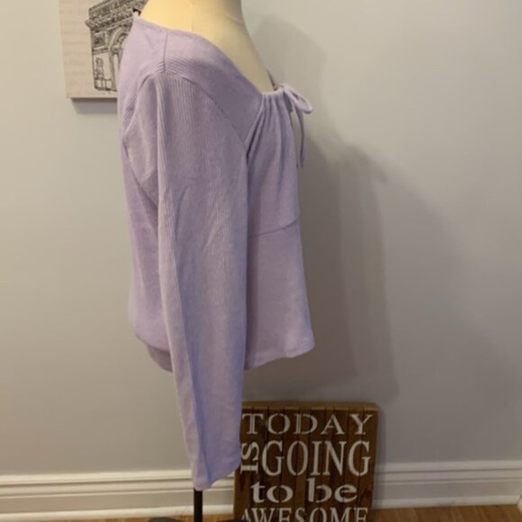 No Boundaries Ribbed Lilac Long Sleeve Top - Picture 3 of 8